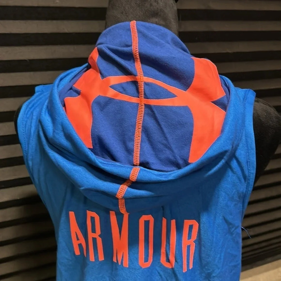 Under Armour Girls Youth Blue & Orange Hooded Zip Front Reversible Vest YXL - Picture 4 of 12